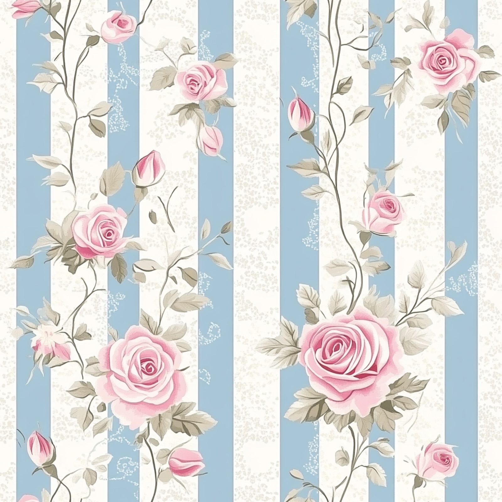 Motif French Blue Rose — mawar merah muda di atas garis biru, salah satu motif seri Floral Season