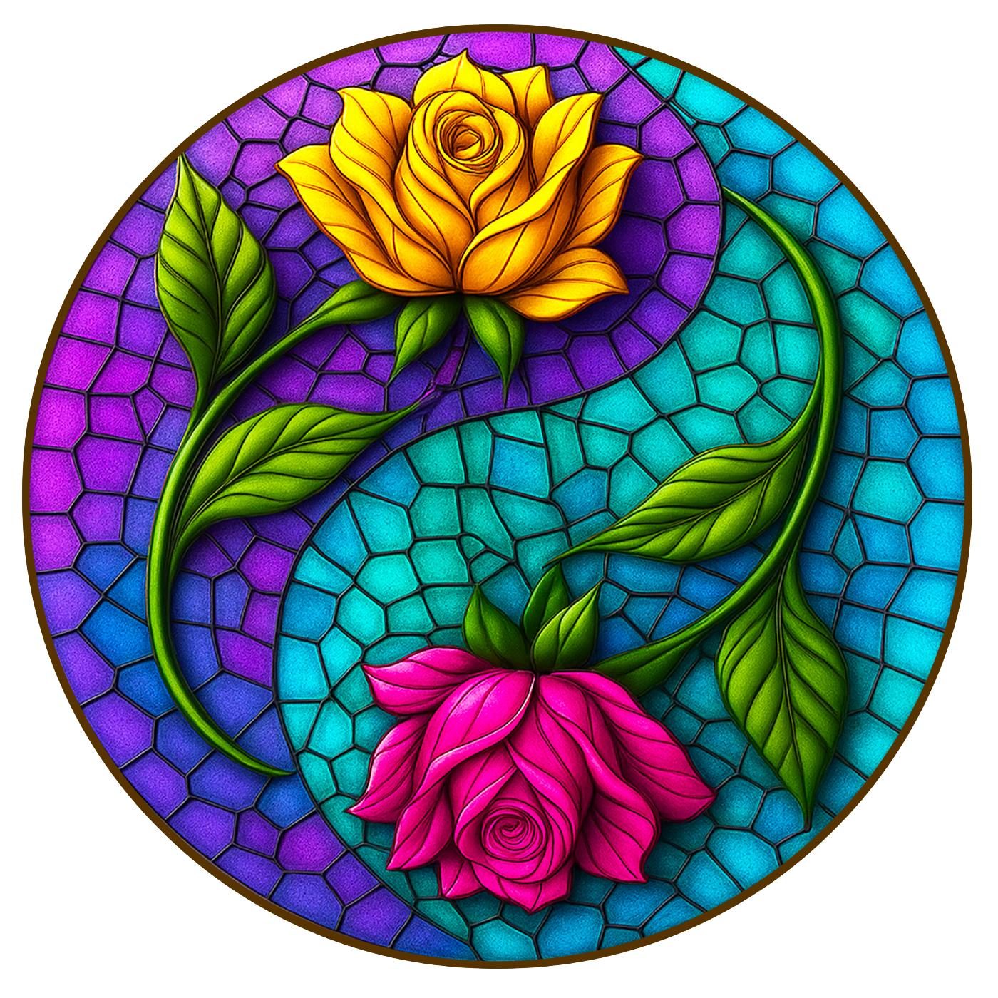 Kaca Patri 3D — Motif Piring Porselen Bergaya Kaca Patri